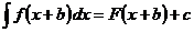 integral(f(x+b)*dx) = F(x+b)+c
